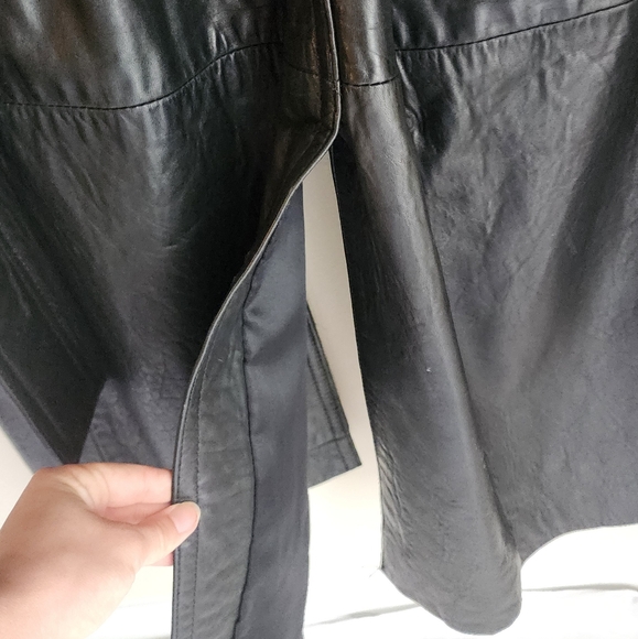 Andrew Marc Leather Heavy Full Length Trench Coat Men Size M - Picture 10 of 12